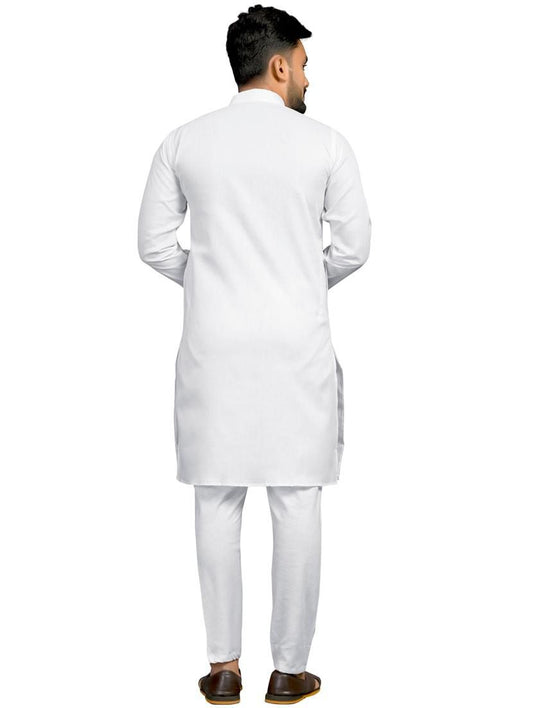 WHITE PLAIN KURTA WITH PAYJAMA